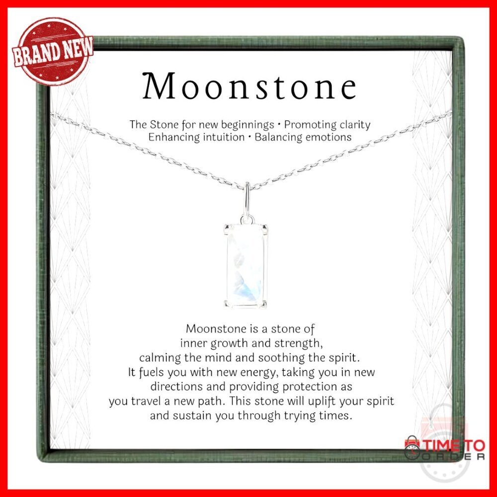 Sterling Silver Moonstone Necklace Elegant Minimal Pendant Women's Jewelry